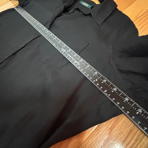 Lauren Ralph Lauren Womens Shirt XL Black Linen Blend Long‎ Sleeve Button Up XL - Picture 5 of 7